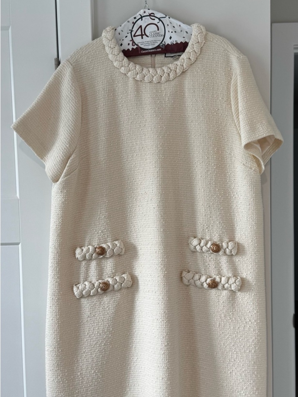 Tuckernuck Cream Jackie Tweed Shift Dress